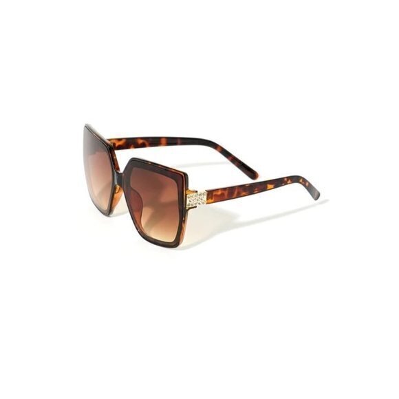Feeling Catty Oversized‎ Rhinestone Detail Sunglasses Tortoise main image 10